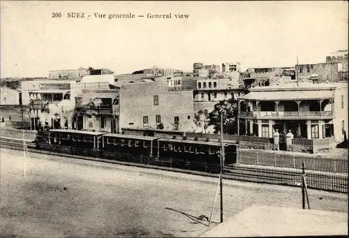 Ak Suez Ägypten, General view, Eisenbahn