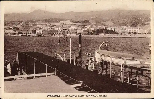 Ak Messina Sizilien, Panorama visto dal Ferry Boats