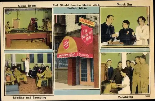 Ak Boston Massachusetts USA, Red Shield Service Men's Club, Game Room, Snack Bar