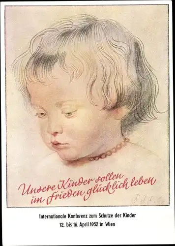 Künstler Ak Wien, Internationale Konferenz zum Schutz der Kinder 1952