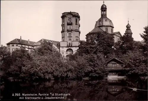 Foto Mannheim in Baden Württemberg, Stadtpark, Sternwarte, Jesuitenkirche