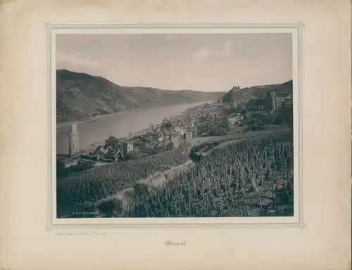 Foto Oberwesel am Rhein, um 1890, Gesamtansicht, Rheinpartie