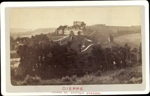 CdV Dieppe Seine Maritime, um 1870, Ruines du Chateau d'Arques