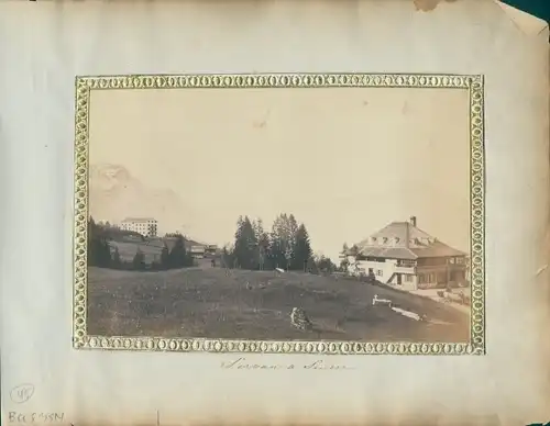 Foto Servan Kt. Freiburg, um 1870, Ortsansicht, Gebirgspartie