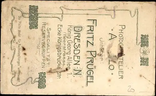 CdV Soldat, Kaiserreich, Uniform, Standportrait, Schützenschnur, Dresden