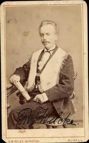 CdV Freimaurer Robert Wilcke, Portrait, Zeitung Herz & Hand