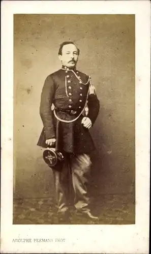 CdV Standportrait, Belgischer Soldat, Uniform, Schützenschnur