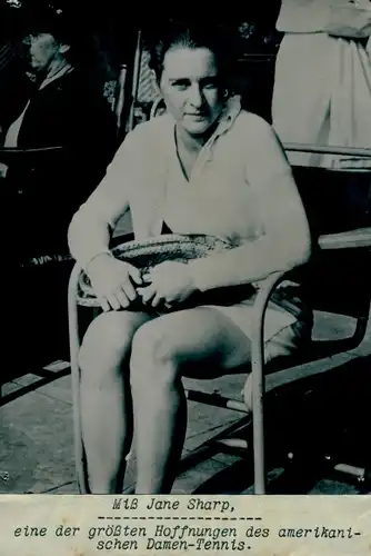 Foto Miss Jane Sharp, eine der größten Hoffnungen des amerikanischen Damen Tennis