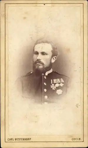 CdV Deutscher Soldat, Uniform, Kaiserreich, Eisernes Kreuz II. Kl, Orden, Portrait