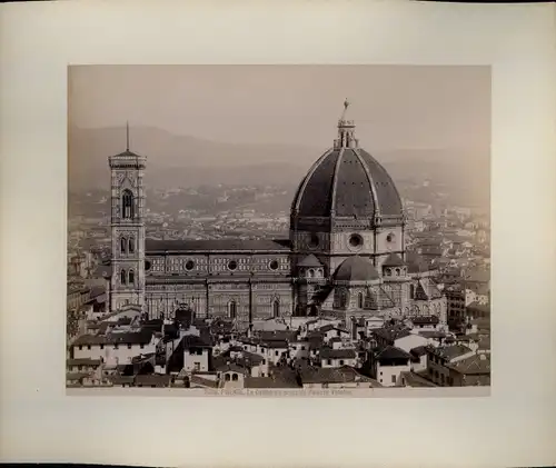 Foto um 1880, Firenze Florenz Toscana, la Cattedrale presa da Palazzo Vecchio