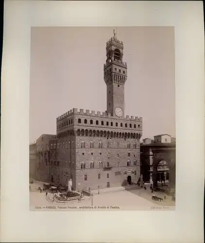 Foto um 1880, Firenze Florenz Toscana, Palazzo Veccio, Gesamtansicht