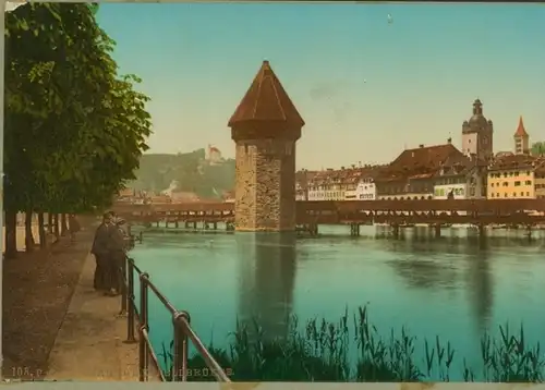Foto Luzern Stadt Schweiz, Kapellbrücke, Vitznau, Totale