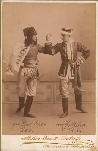 Kabinett Foto Soldat von Kleiss-Retzow, von Holleben, I. R. 133, Theaterkostüme, Kriegsschule Neisse