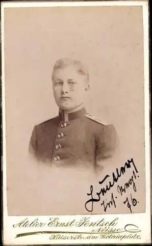 CdV Deutscher Soldat in Uniform, Inf. Regt. 76, Portrait, Kriegsschule Neisse 1894/95