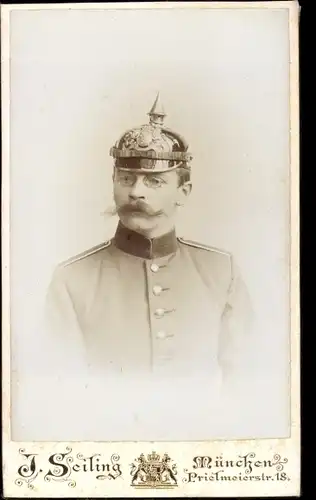 CdV Soldat in Uniform, Pickelhaube, Zwicker, München, Willy Klein, 1899