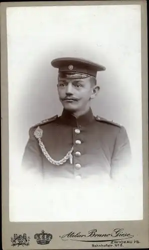 CdV Deutscher Soldat in Uniform, Schützenschnur, Portrait