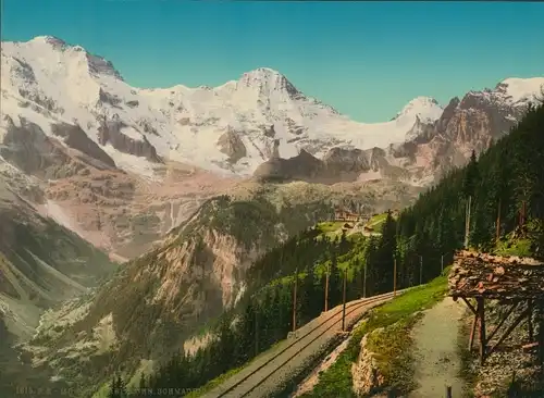 Foto Mürren Kanton Bern Schweiz, Landschaft, Gletscher, Bahnschienen