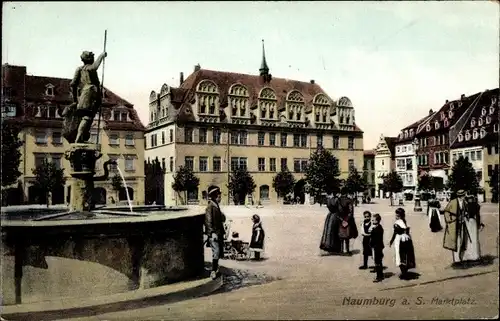 Ak Naumburg an der Saale, Markt, Rathaus, Brunnen