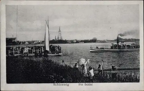 Ak Schleswig an der Schlei, Die Schlei, Dampfer