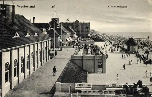 Ak Westerland auf Sylt, Blick auf die Strandanlagen, Besucher