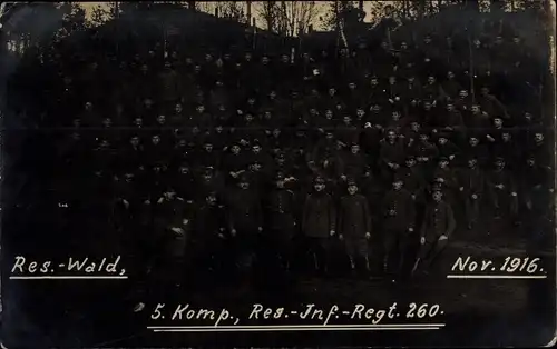Foto Ak Deutsche Soldaten in Uniformen, 5. Komp., Reserve-Infanterie-Regiment 260, 1916