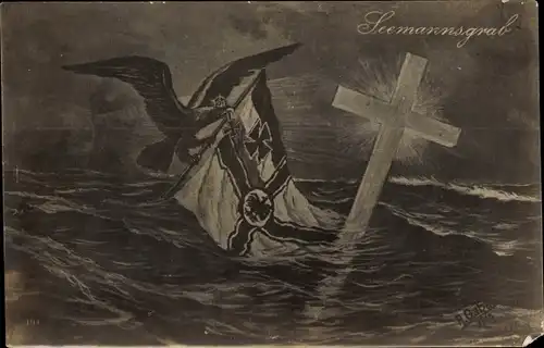 Künstler Ak Gabali, A., Seemannsgrab, Kreuz im Wasser, Adler, Kaiserliche Soldaten