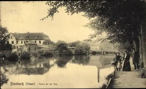 Ak Nienburg an der Weser, Partie an der Aue