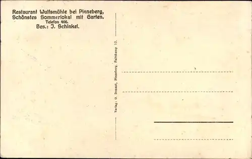 Ak Pinneberg in Holstein, Wulfsmühle, Restaurant