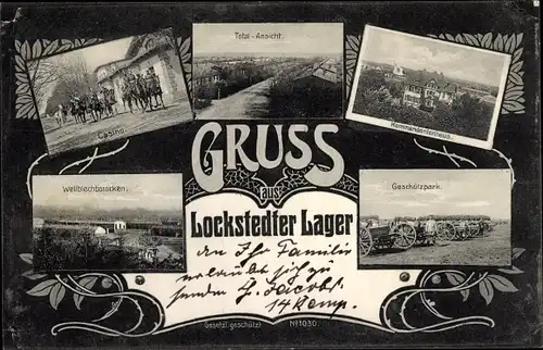 Jugendstil Ak Lockstedt im Kreis Steinburg, Lockstedter Lager, Casino,Wellblechbaracken,Geschützpark