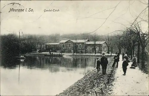 Ak Meerane in Sachsen, Gondelteich im Winter