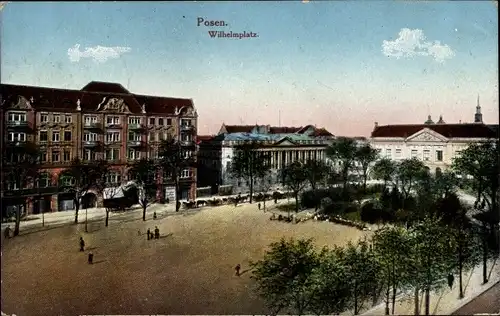 Ak Poznań Posen, Wilhelmplatz, Park, Häuser