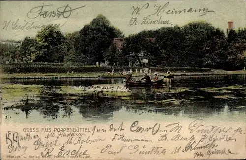 Ak Hamburg Wandsbek Poppenbüttel, Partie an der Schleuse