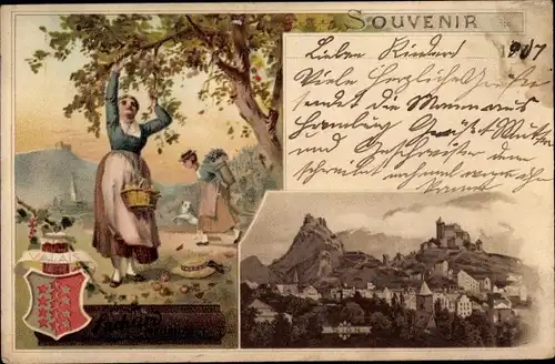 Litho Sion Sitten Kt. Wallis, Reklame, Cacao Suchard, Stadtansicht