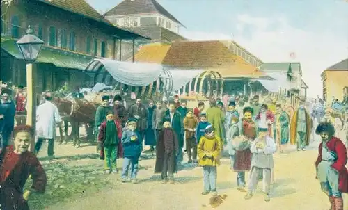 Ak Russische Typen aus Zentral Asien, Straßenszene