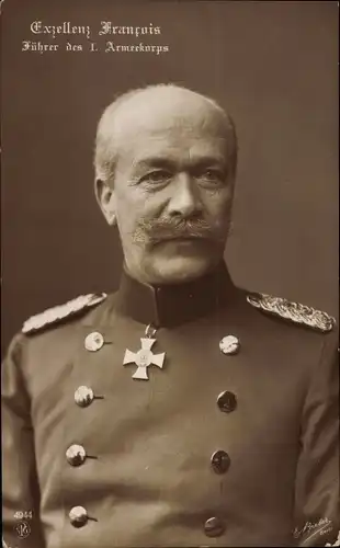 Ak General Hermann von François, Uniform, Orden, Portrait