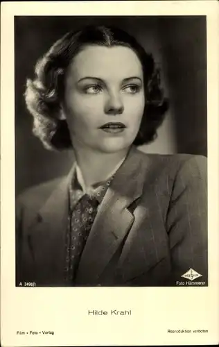 Ak Schauspielerin Hilde Krahl, Portrait, Film Foto Verlag A 3498/1