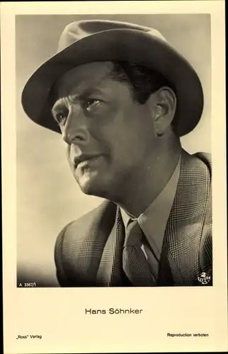 Ak Schauspieler Hans Söhnker, Portrait mit Hut