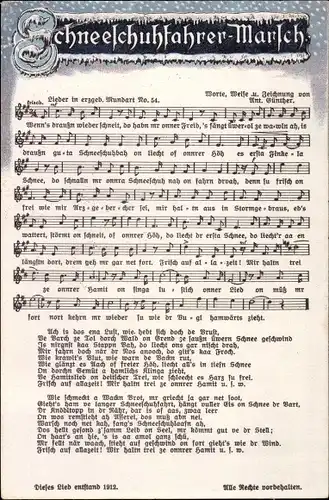 Lied Ak Günther, Anton, Schneeschuhfahrermarsch, Erzgebirgische Mundart Nr 54