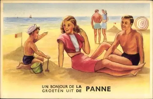 Ak La Panne De Panne Westflandern, Familie am Strand