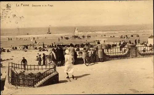 Ak La Panne De Panne Westflandern, Descente a la Plage