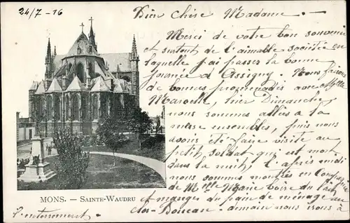 Ak Mons Wallonien Hennegau, Sainte-Waudru, Kirche