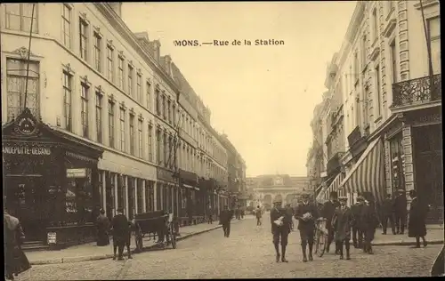 Ak Mons Wallonien Hennegau, Rue de la Station