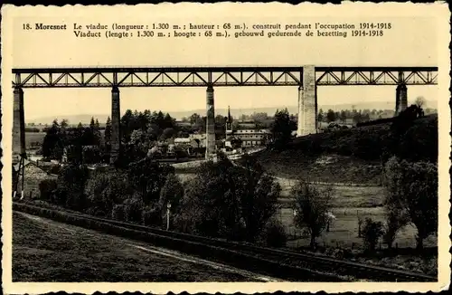 Ak Moresnet Wallonien Lüttich, Viadukt, Ortsansicht