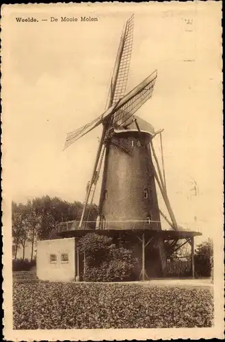Ak Weelde Ravels Flandern Antwerpen, De Mooie Molen, Windmühle
