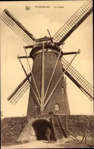 Ak Achterbroek Flandern Antwerpen, Molen, Windmühle