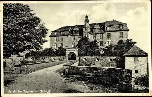 Ak Idstein im Taunus Hessen, Schloß Außenansicht, Brücke