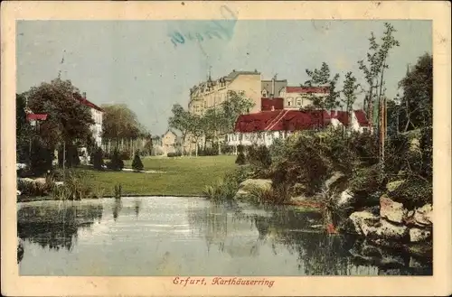 Ak Erfurt in Thüringen, Karthäuserring, See, Gebäude