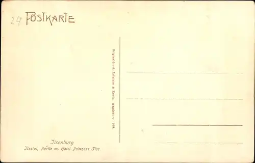 Ak Ilsenburg am Nordharz, Ilsetal, Partie mit Hotel Prinzess Ilse