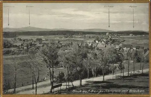 Ak Benneckenstein Oberharz, Blick auf Benneckenstein mit Brocken, Panorama