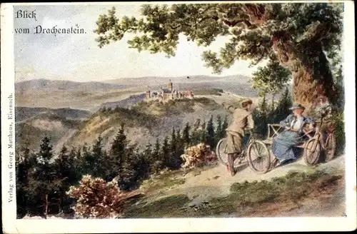 Künstler Ak Lutherstadt Eisenach in Thüringen, Blick vom Drachenstein